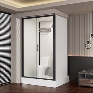 Unité de salle de bain tout-en-un de luxe moderne, préfabriquée, pour camping-car, avec douche, toilettes et bac rectangulaire en acrylique portable - Product Image 2