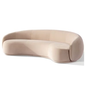 Sofá Redondo Moderno Curvo de Terciopelo Estilo Luna, Sofá <span class=keywords><strong>Nórdico</strong></span> de 3 Plazas <span class=keywords><strong>Relleno</strong></span> de Esponja para Apartamento, Villa, Hotel, Muebles de China - Product Image 4