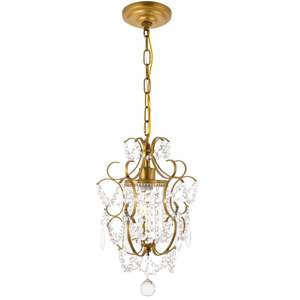 Petit Lustre Doré Suspendu, <span class=keywords><strong>Luminaire</strong></span> <span class=keywords><strong>de</strong></span> Chevet pour <span class=keywords><strong>Dressing</strong></span>, Décoration <span class=keywords><strong>de</strong></span> Chambre, Lustre en Cristal 1 Lumière, Élégant Plafonnier - Product Image 1