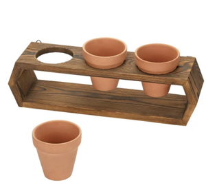Bac de culture Hexagonal en bois brun et brossé, support de jardin avec Pots en artta - Product Image 1