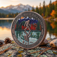 Pièces de monnaie en cuivre 999, souvenirs originaux, double face, en cuivre pur 999, logo Bigfoot Sasquatch en spray couleur 3D, 1 once