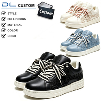 Zapatos de Plataforma con Cordones y Diseño de Cuero Multitono Personalizado para Hombre y Mujer, Zapatillas Casuales con Logotipo en Relieve para Uso Diario