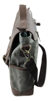 Sac bandoulière unisexe en toile cirée et cuir véritable de haute qualité, broderie minimaliste, coton plissé, rivets personnalisés