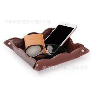 Customized PU leather jewelry storage tray, creative desktop multi-functional storage box, business card holder/storage box - Product Image 3