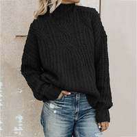 Pull col roulé en maille torsadée pour femme, automne-hiver, manches longues, fibre acrylique, coupe décontractée, style anglais, couleur unie