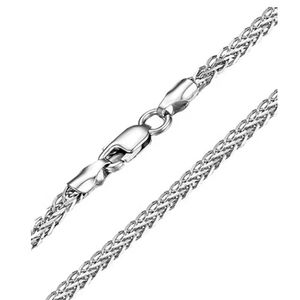 Cadena de Oro Blanco de 18K Sólido de Lujo de 1.1mm, 2.1mm, 2.5mm, Diseño Trenzado Tipo Trigo, Joyería de Marca - Product Image 1