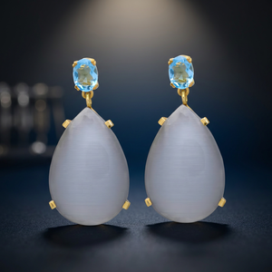 Pendientes Colgantes Hechos a Mano con Baño de Oro y Aleación de Metales Preciosos, Diseño Étnico Bohemio con Engaste de Garra - Product Image 2