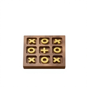 Jeu de société Tic Tac Toe import-export, plateau poli avec blocs X O, jeu de stratégie classique Noughts and Crosses - Product Image 1