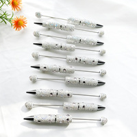 Stylo à bille long en métal entièrement orné de strass, avec cœur en cristal et diamant, stylo décoratif de luxe brillant, cadeau idéal