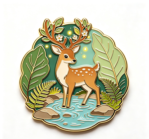 Custom Deer Lapel <b>Pin</b> Enamel Metal Brooch Silver Plated Round <b>Badge</b> for Clothing Gift Collection - Product Image 3