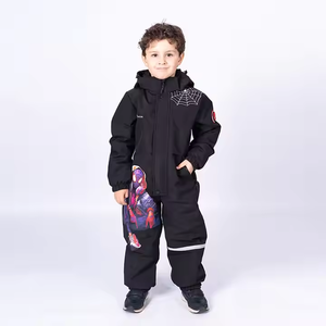 ชุดสกีสไปเดอร์แมนสำหรับเด็ก, แฟชั่นต่อกันสีดำและน้ำตาลพร้อมด้วยคุณสมบัติกันน้ำที่ระบายอากาศและปิดด้วยซิป - Product Image 1