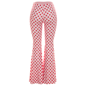 Viviblook Q26PT084 Nuevos pantalones casuales para mujer, pantalones acampanados con estampado de lunares, ajustados y a la moda para damas - Product Image 6