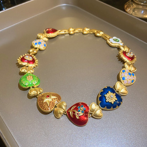 Collana cuore fiore Vintage placcato in oro Manna nuovo stile <span class=keywords><strong>palazzo</strong></span> con catena di clavicola <span class=keywords><strong>diamante</strong></span> per feste e fidanzamenti - Product Image 4