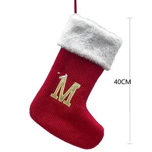 TC-2016 New Christmas socks gift bag high-grade red Christmas knitted 26 letters Christmas socks