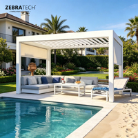 Pergola de voiture en aluminium toutes saisons avec éclairage LED CE résistant au vent, facile à assembler pour abri de jardin extérieur ou abri de véhicule