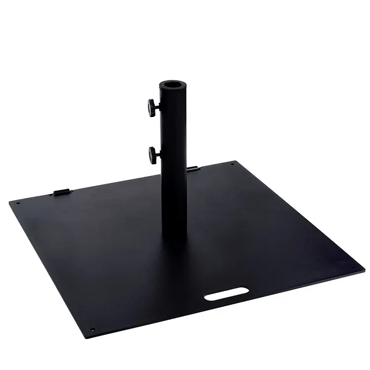 JH-Mech Black Outdoor Updated Movable Rolling Heavy Duty Square Steel Plate Stand 40 Lbs Patio Umbrella Stands