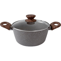 Batterie de cuisine en aluminium antiadhésive de luxe de 11 pièces poêle à frire résistante à la chaleur poignée peinte en bois pour une utilisation à domicile en métal