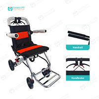 Fauteuil de transport léger en aluminium avec siège en maille orange, fauteuil roulant de voyage sportif avec freins à main pour accompagnant