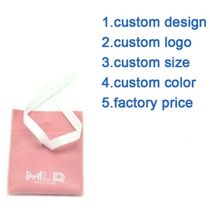 Bolsas de Joyería de Gamuza <span class=keywords><strong>Rosa</strong></span> Pálido, Bolsa de Terciopelo con Logotipo Personalizado Impreso - Product Image 3