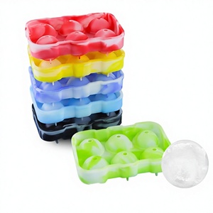 Factory Supply Camouflage Ice Hockey Four <b>Balls</b> Mold Ice Hockey Fruit Popsicle 4/6/8 Holes Easy to Release Ice Tray - Product Image 1