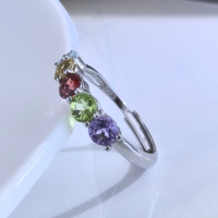 Bague en argent sterling 925 plaqué rhodium, sertie de pierres précieuses naturelles de différentes sortes, taille ronde, vente en gros d'usine, pour femme, cadeau, usage quotidien