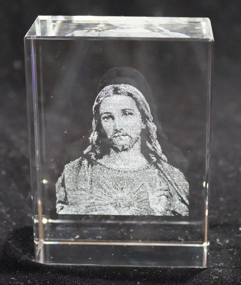 3D Laser Etched Crystal Paperweight Jesus Christ Christian Gift MH-F0479