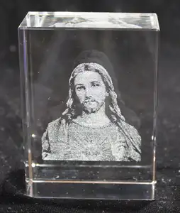 3D लेजर Etched क्रिस्टल Paperweight यीशु मसीह ईसाई उपहार MH-F0479