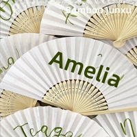 Abanico de Papel en Blanco para Manualidades Infantiles, Pintura, Caligrafía, con Marco de Bambú, Abanico Plegable, Suministro al por Mayor