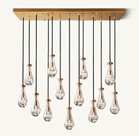 Lámpara de Techo LED Moderna de Lujo, Araña para Decoración del Hogar, Base para Bombilla E26, Iluminación Rectangular de Latón en Espiral para Escaleras