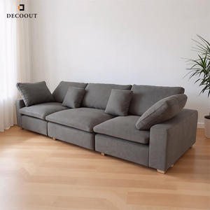 أريكة سرير قطاعية حديثة مبطنة بقماش أبيض لغرفة المعيشة، تتسع لـ 6 أشخاص، لون رمادي، تصميم منخفض - Product Image 6