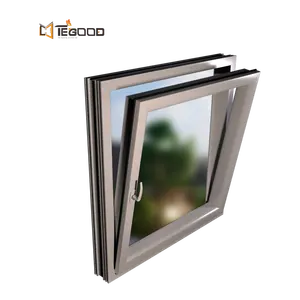 Thermal Broken Aluminum Triple Glazed Windows Glass Tilt And Turn Window Interior Tempered Aluminum Casement