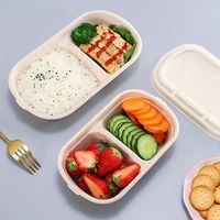 Haute qualité 8 "à clapet 3 compartiments emballage alimentaire conteneur jetable assiette ensemble vaisselle papier fête Kits
