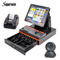Machine de caisse tout-en-un pour ordinateur de bureau, caisse enregistreuse, avec scanner imprimante de tickets de 58mm/80mm, point de vente