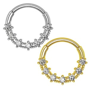 Anneau de nez en acier inoxydable avec pendentif étoile serti de zircon, ouvert et fermé, bijoux de piercing tendance - Product Image 3