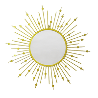 Miroir mural décoratif rond en fil de métal doré, 12 pièces, pour effet sunburst, vente en gros