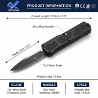 Couteau pliant personnalisé en usine, manche en alliage de zinc, couteau de survie de poche EDC pour l'extérieur, couteau d'autodéfense, support OEM ODM