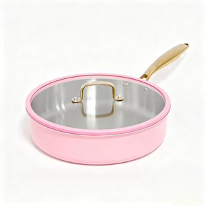 8Pcs 304 Thép Không Gỉ <span class=keywords><strong>Cookware</strong></span> <span class=keywords><strong>Set</strong></span> Màu Hồng Không Dính Nước Sốt Pan Với Vàng Xử Lý Thân Thiện Với Môi Hàn Quốc Thiết Kế Cho Nhà Sử Dụng - Product Image 5