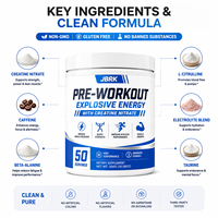 Pabrik OEM Grosir Bubuk Preworkout, Penambah Energi Kesehatan, Pendukung Otot, Penambah Massa, Suplemen Energi Kafein