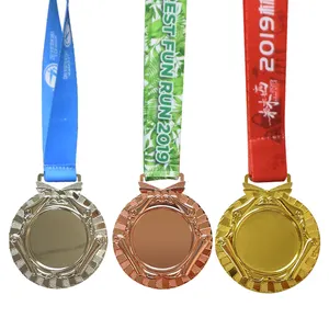 Medallas deportivas de Metal en blanco, Medalla personalizada para carrera deportiva, con cinta sólida