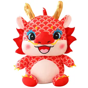 2024 Feliz ano novo chinês produtos Saco De Sorte Personalizado Dragão plushie recheado boneca pelúcia brinquedo dragão decoração