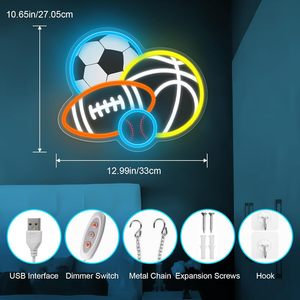 Enseigne néon sportive, néon de football, baseball, basketball, soccer pour décoration murale, enseigne lumineuse sur le thème du sport pour salon - Product Image 3