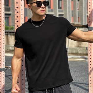 T-shirt de sport pour homme de haute qualité 6648-P, séchage rapide, 100% coton, surdimensionné, uni, anti-rétrécissement, manches courtes, col rond, logo sur le devant - Product Image 1