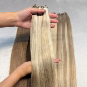 Extensions de cheveux en gros double trame Genius Weft, 100 % cheveux humains vierges bruts, lots de mèches européennes slaves avec cuticules alignées - Product Image 1