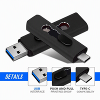 Logo Kustom Otg Metal Usb 2.0 Flash Disk 8g 16g 32gb 64gb 128Gb Pendrive Memoria USB Stick Penyimpanan Disk Usb Flash Drive Tipe c