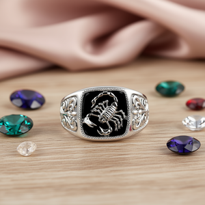 Bague cocktail vintage avec onyx noir, motif insecte, alliage de cuivre, sertissage pavé, bijoux de mode unisexe, cadeau H118 - Product Image 2