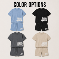 Ensemble deux pièces en gros pour hommes : T-shirt en jersey de coton épais à imprimé en relief et short – Ensemble de survêtement streetwear