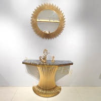 Meubles de salon Xuanzhen, nouvelle table d'entrée dorée, table de couloir, table console moderne nordique de luxe en marbre avec miroir