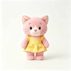 Peluche <span class=keywords><strong>chaton</strong></span> douce et moelleuse avec robe jaune sans manches, joli cadeau pour enfants, peluche chat kawaii - Product Image 2
