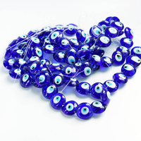 Pendentif artisanal turc Evil Eyes en verre filé bleu, perle ronde double face pour la fabrication de bijoux et accessoires de chaîne de téléphone portable
