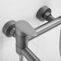 Ensemble de robinetterie de salle de bain moderne et minimaliste gris anthracite pour douche et baignoire, eau chaude/froide, mitigeur tout cuivre, disque en céramique, kit simple